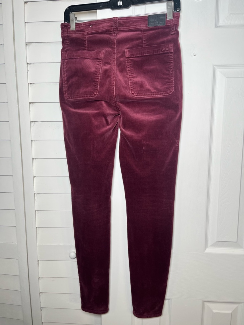 American Eagle Super Stretch Corduroy Skinny Pants Burgundy Button Fly Size 2 - Picture 8 of 16